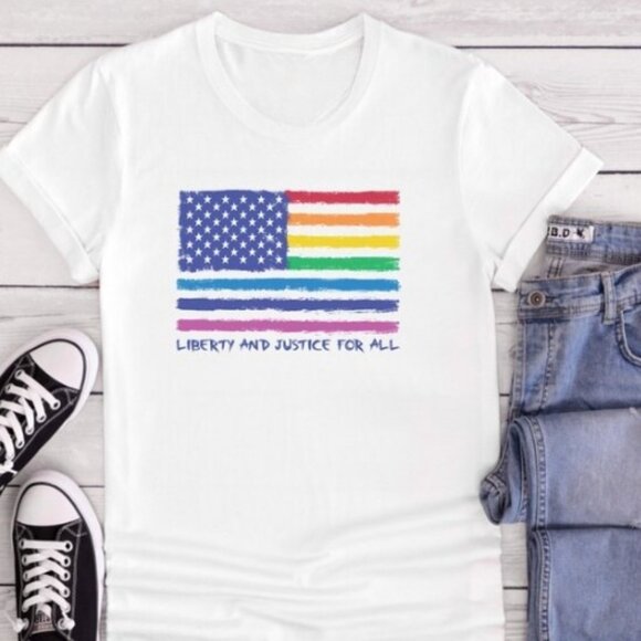 Liberty And Justice For All T-shirt l LGBT T-shirt, LGBTQ T-shirt - Picture 1 of 4